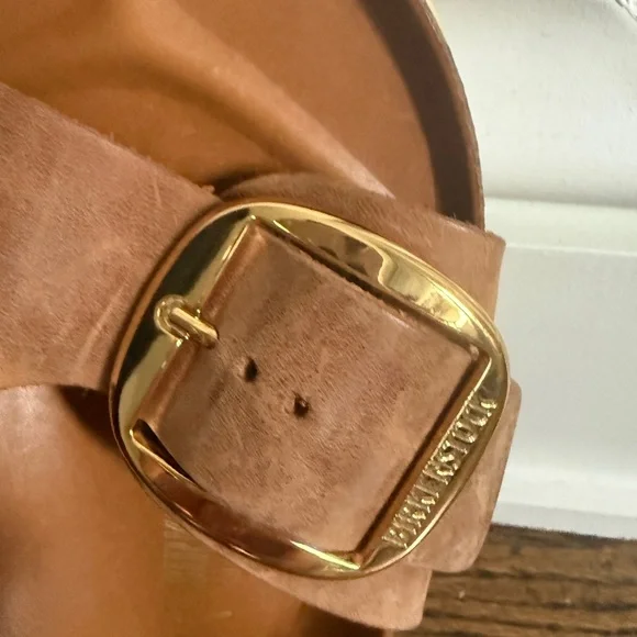 $155 Birkenstock Brown Sandals with Gold Buckle Madrid Sz 36 - Picture 2 of 7